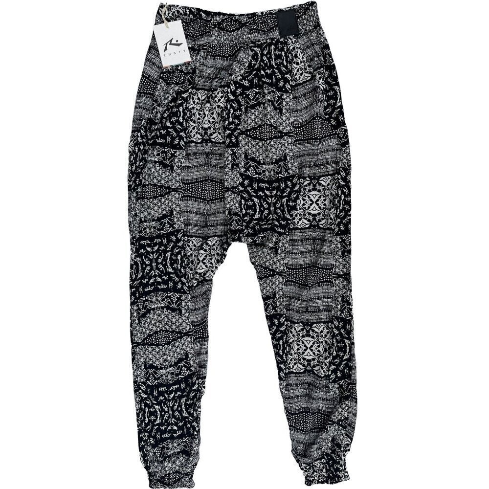 Rusty White Black Printed Casual Lightweight Grage Pants Size M - Picture 11 of 16